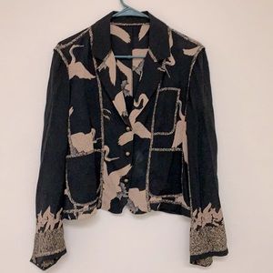 Silk jacket with Stork design.